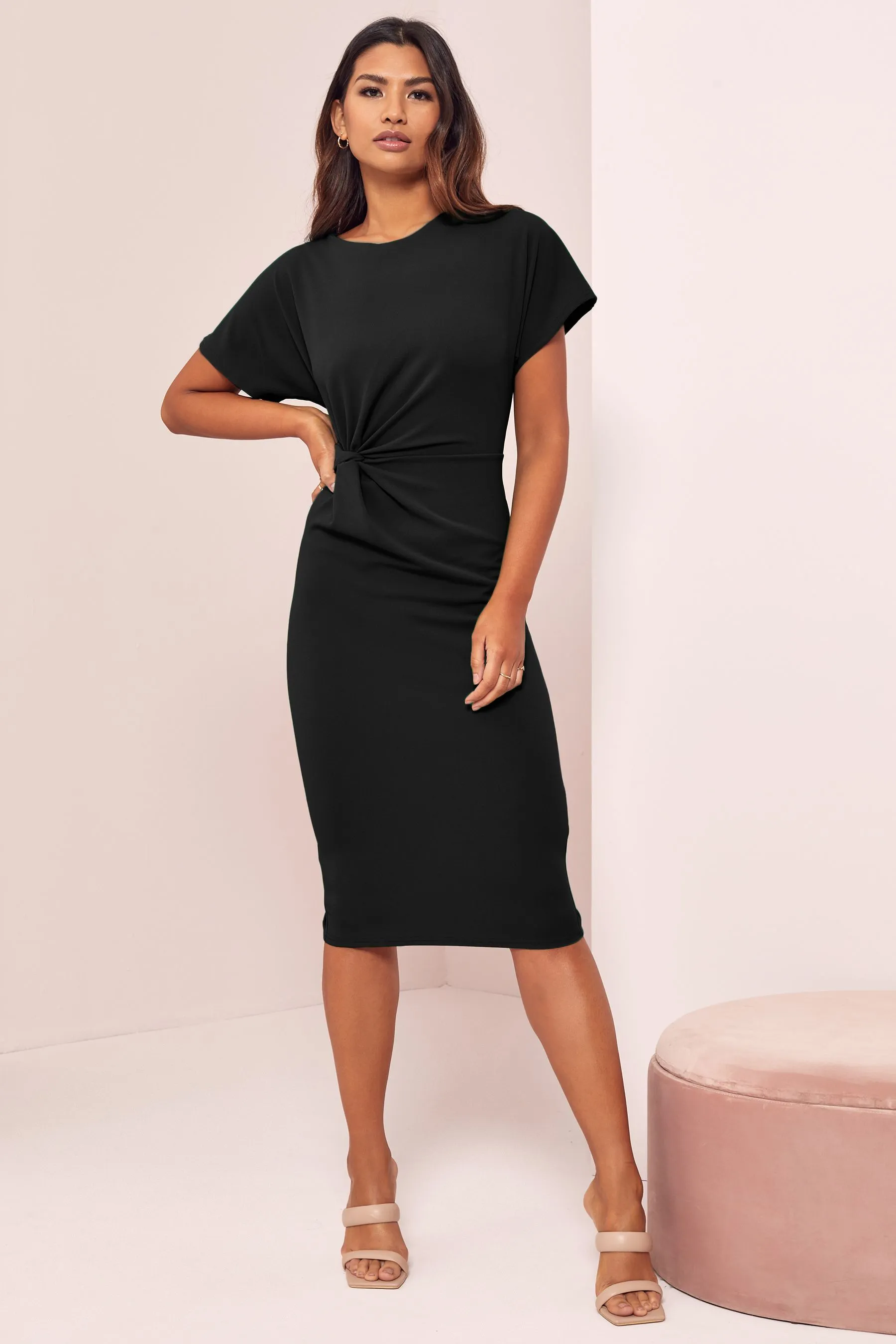 Lipsy Twist Side Girocollo Midi Vestito    