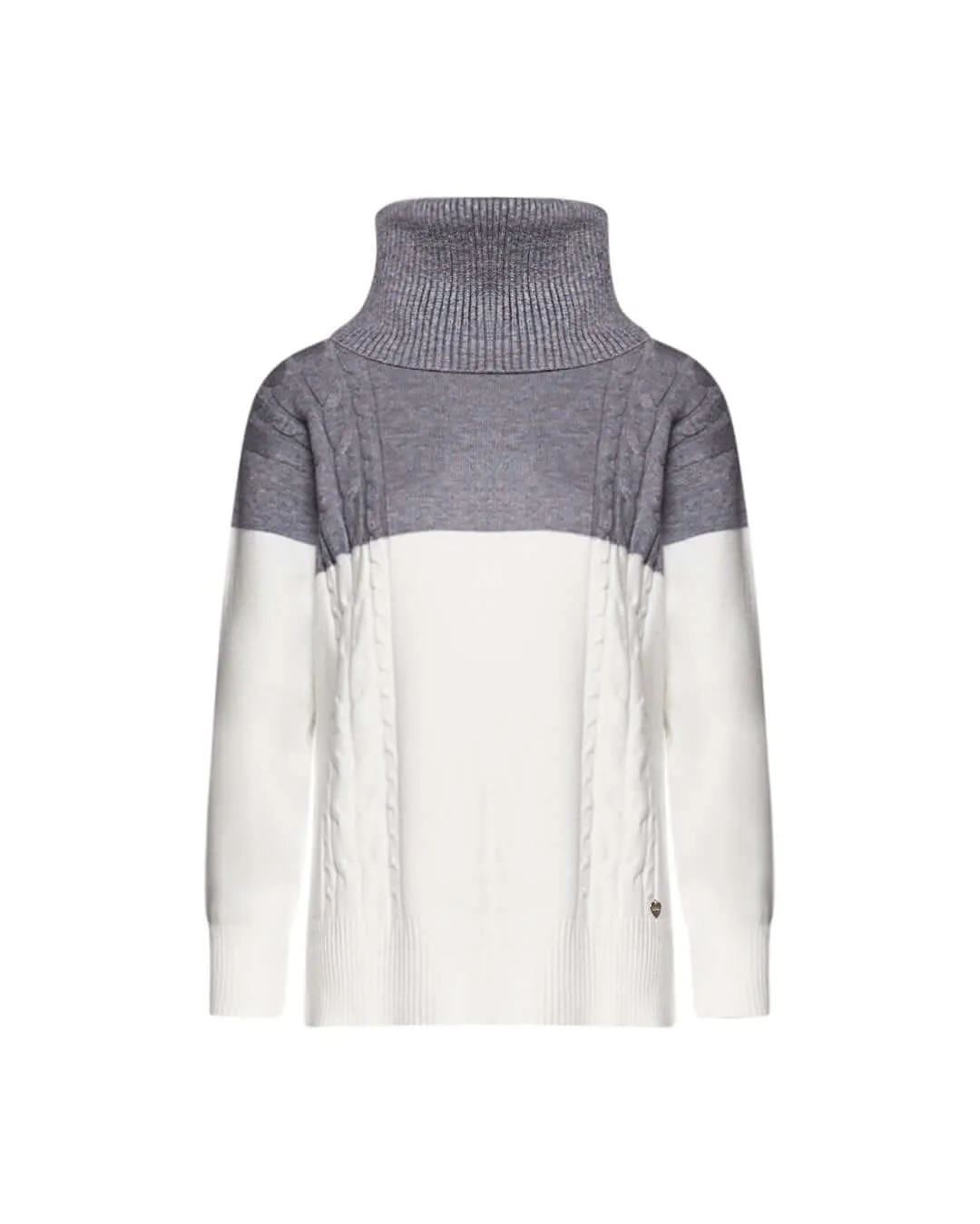 Maglia bicolor con trecce e collo removibile OFF WHITE