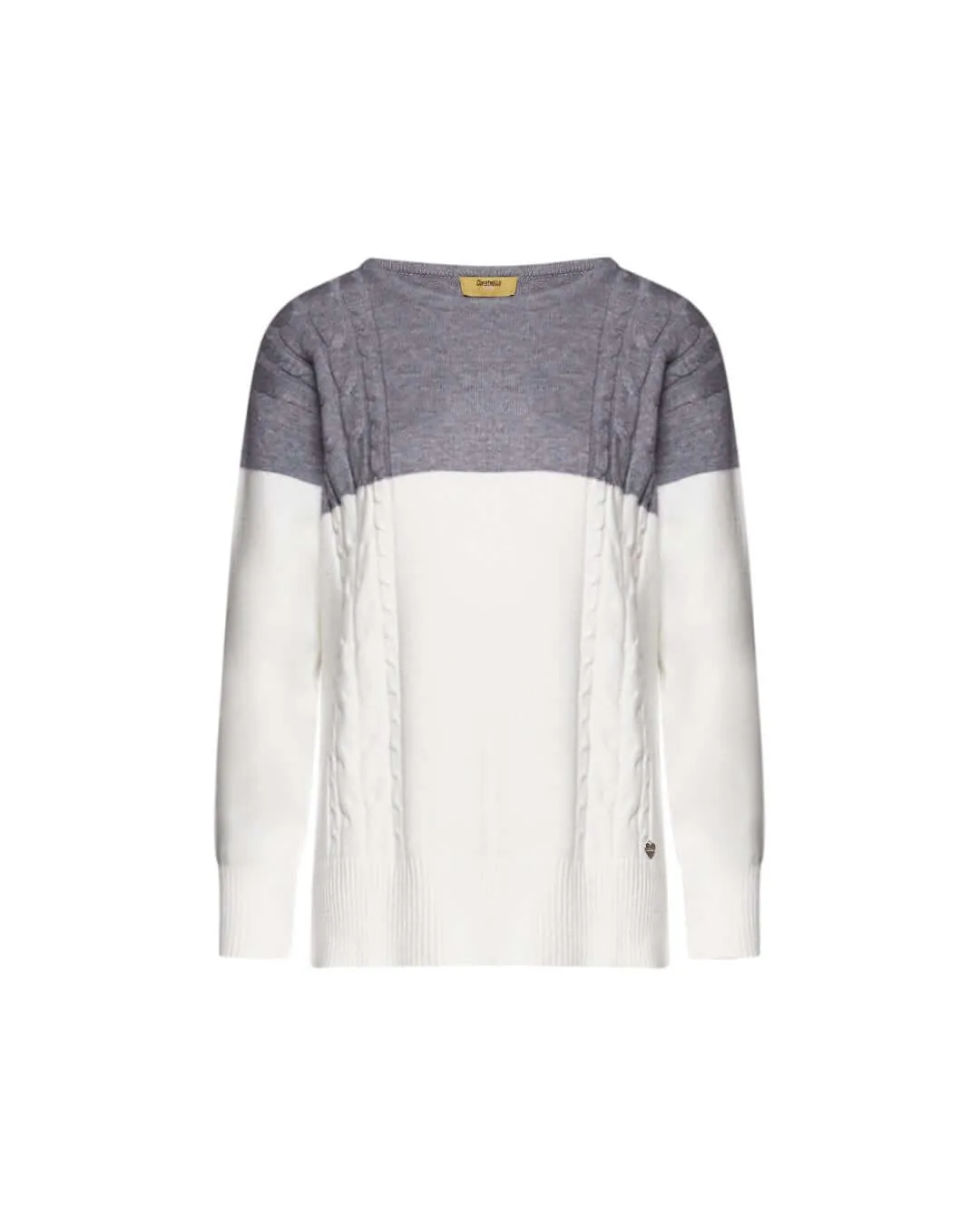 Maglia bicolor con trecce e collo removibile OFF WHITE