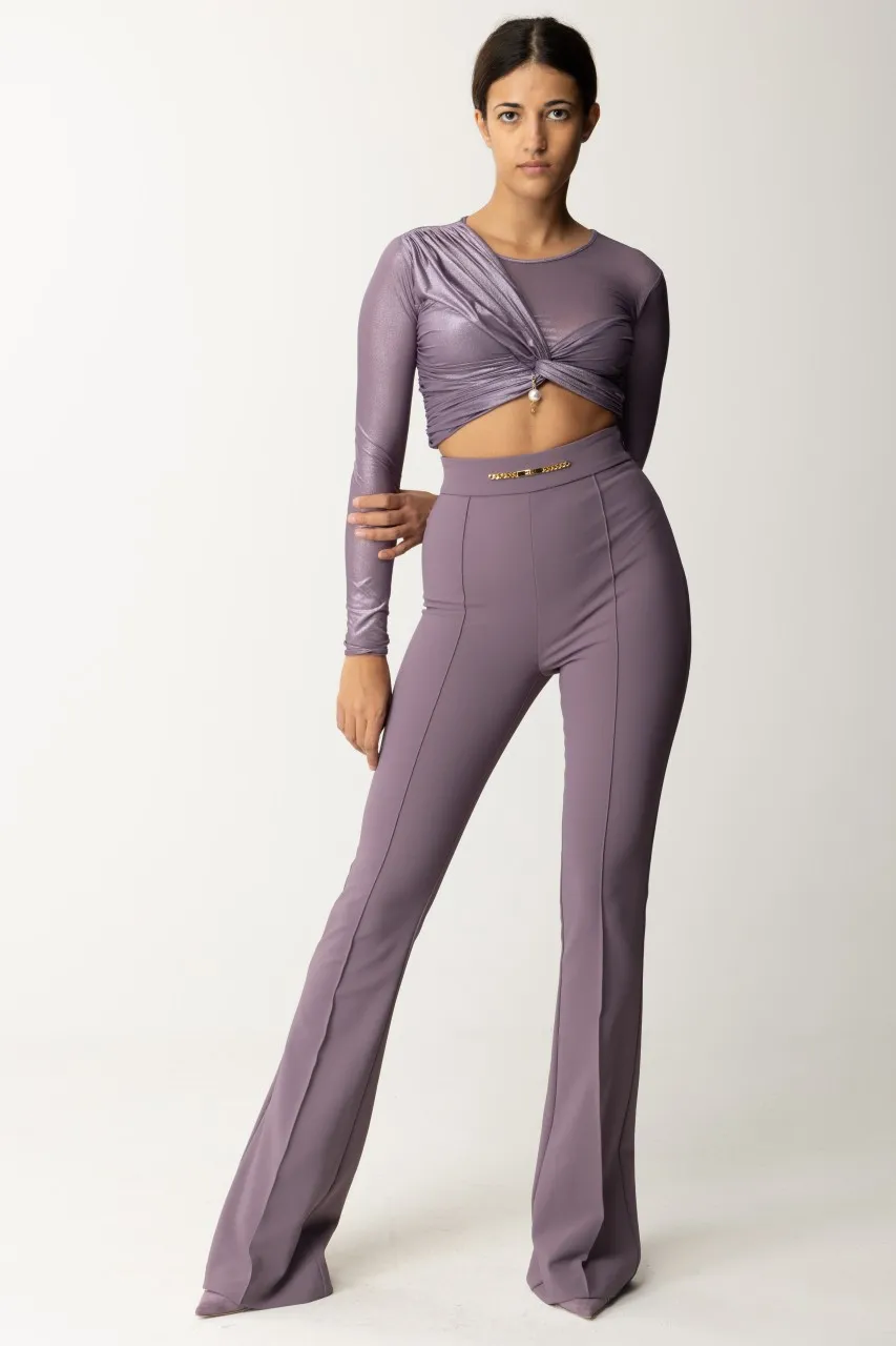Maglia crop in maglina laminata CANDY VIOLET