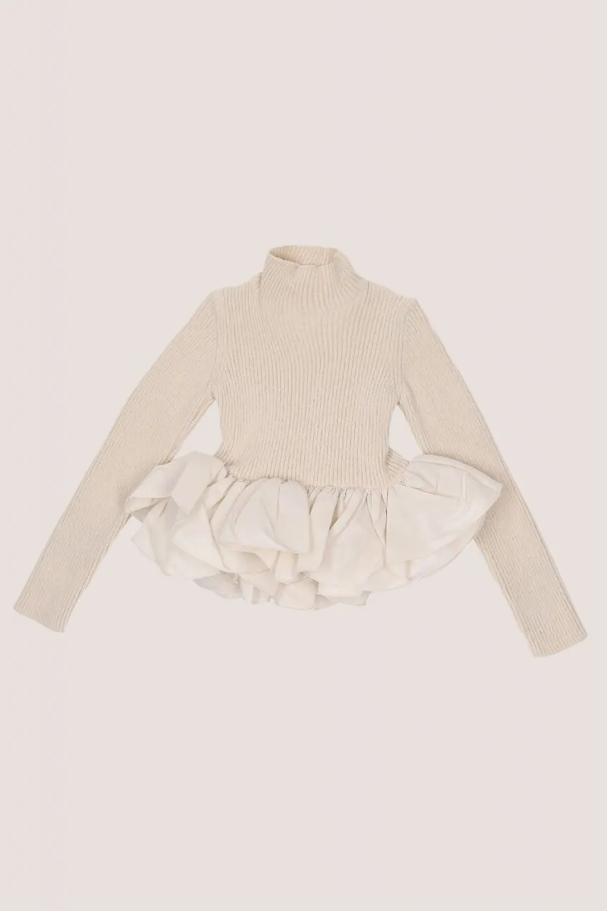 Maglia in ciniglia con rouches Burro