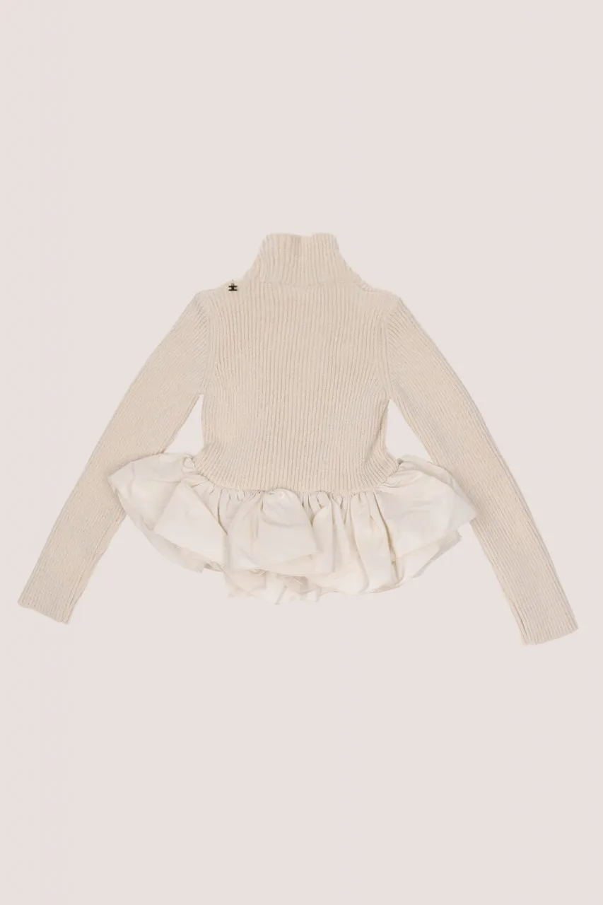 Maglia in ciniglia con rouches Burro