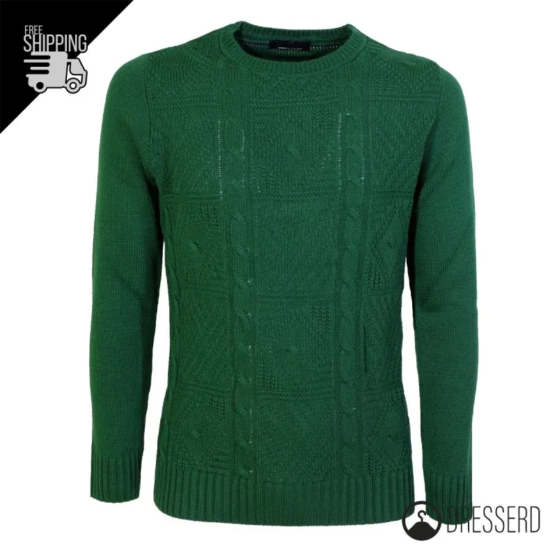 Maglia Uomo Invernale Dresserd Maglione girocollo trama lavorata