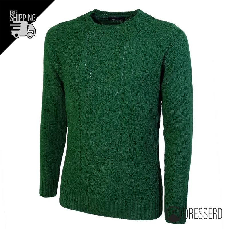Maglia Uomo Invernale Dresserd Maglione girocollo trama lavorata