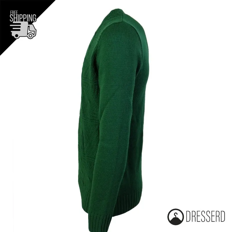 Maglia Uomo Invernale Dresserd Maglione girocollo trama lavorata
