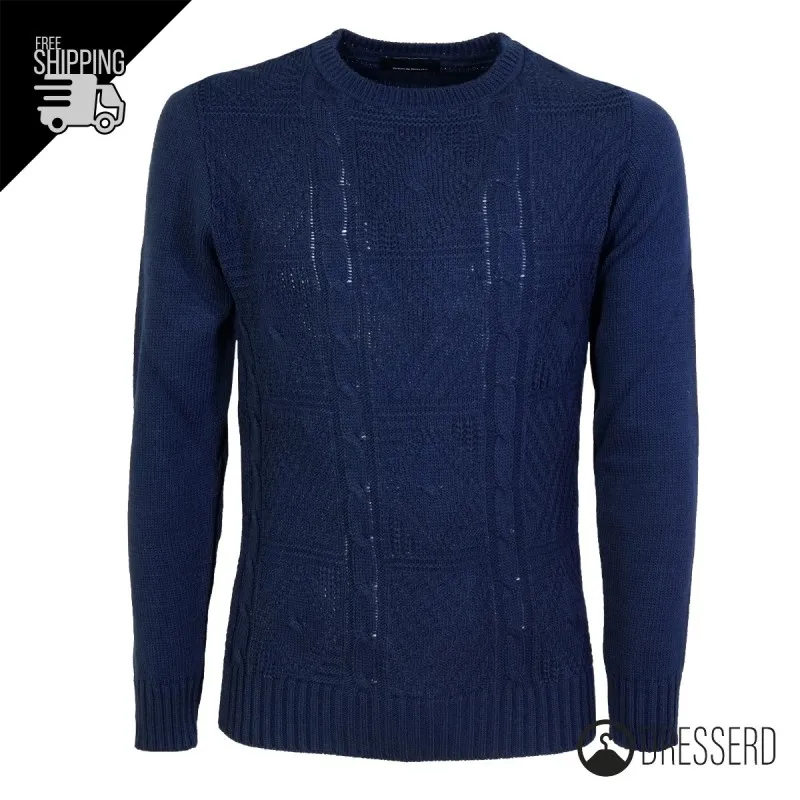 Maglia Uomo Invernale Dresserd Maglione girocollo trama lavorata