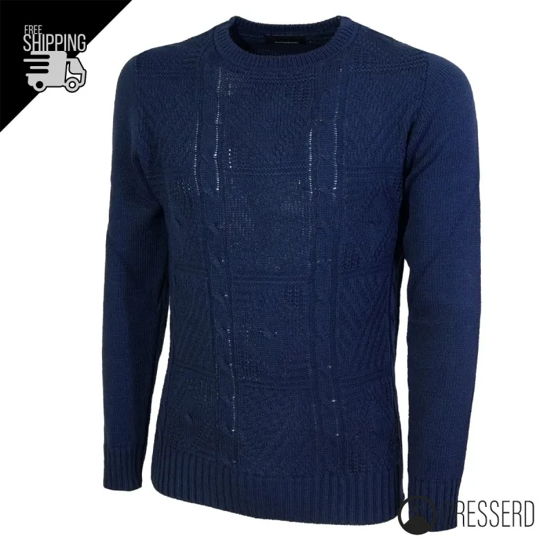 Maglia Uomo Invernale Dresserd Maglione girocollo trama lavorata