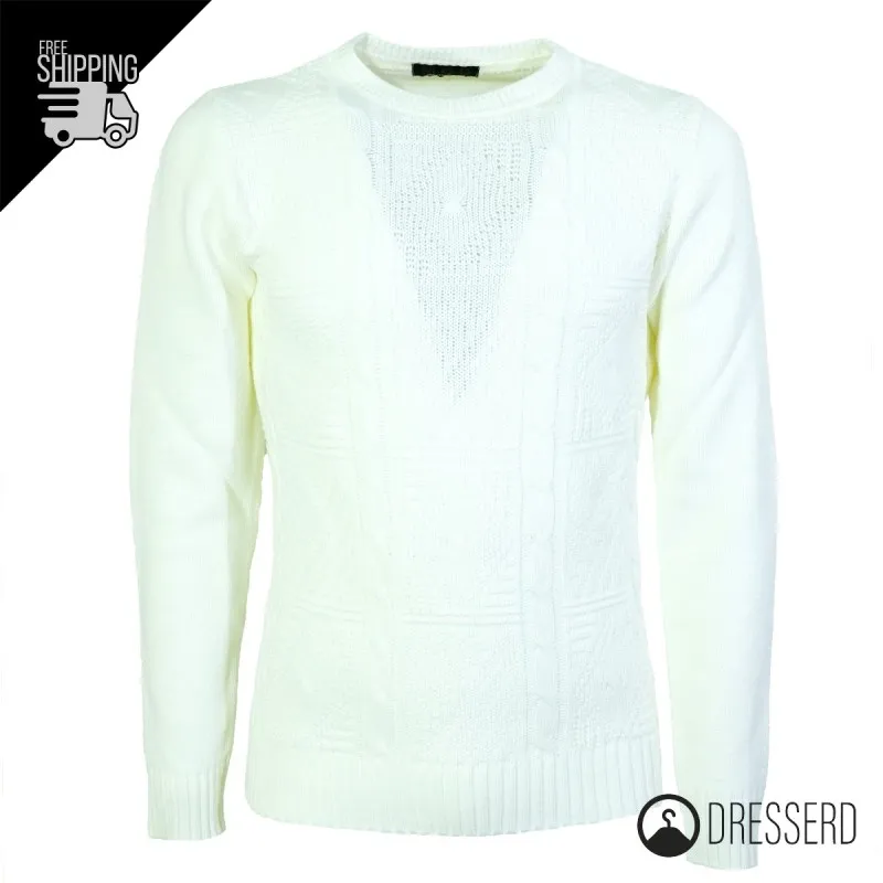 Maglia Uomo Invernale Dresserd Maglione girocollo trama lavorata