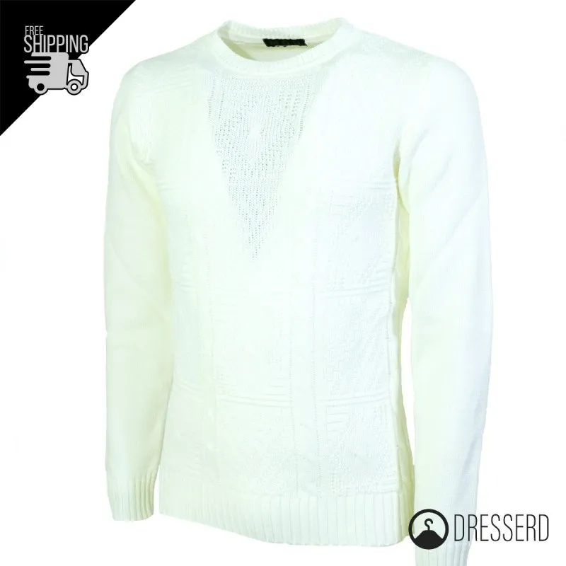 Maglia Uomo Invernale Dresserd Maglione girocollo trama lavorata