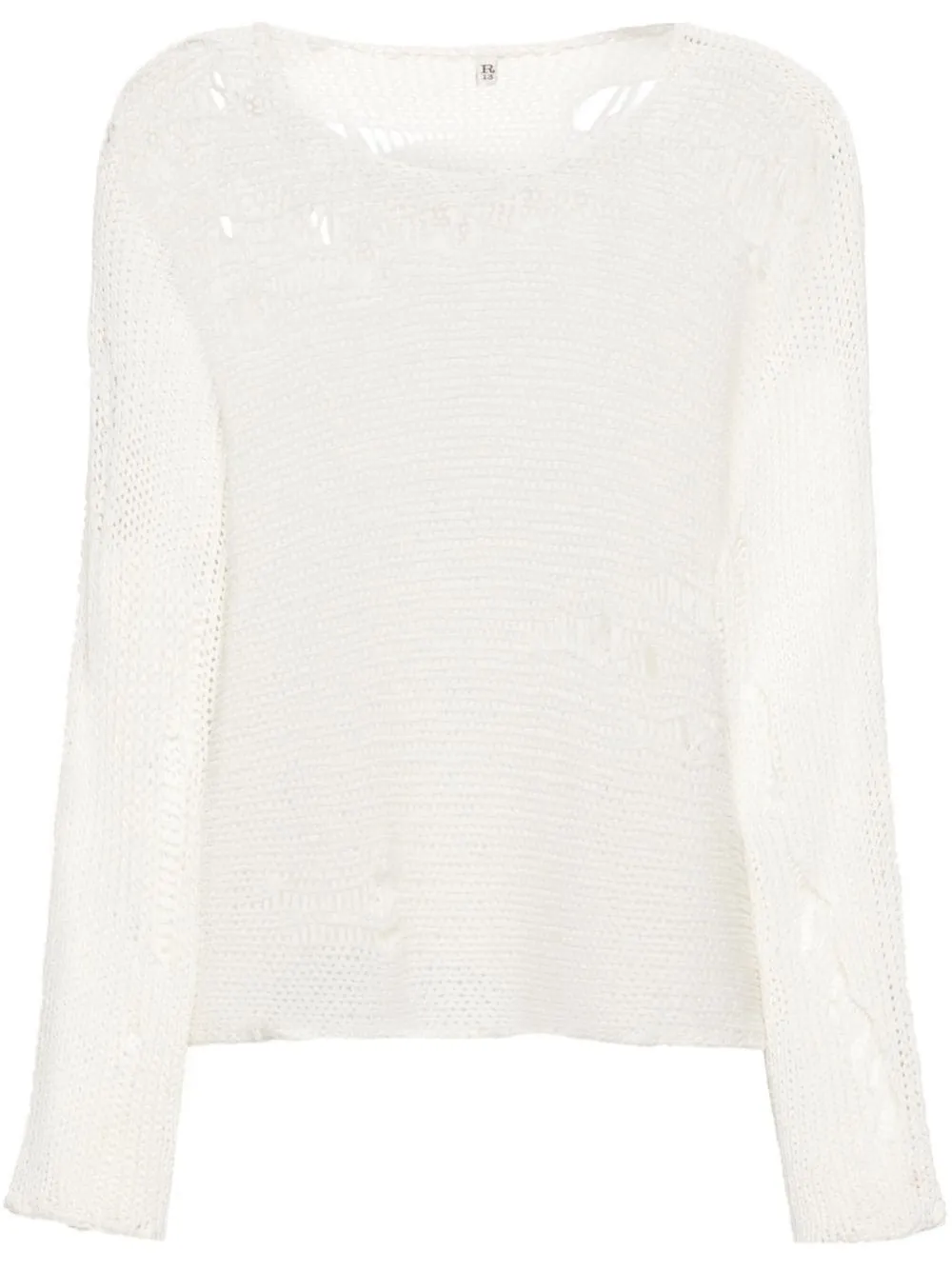 Maglione Boyfriend con effetto vissuto in bianco - donna