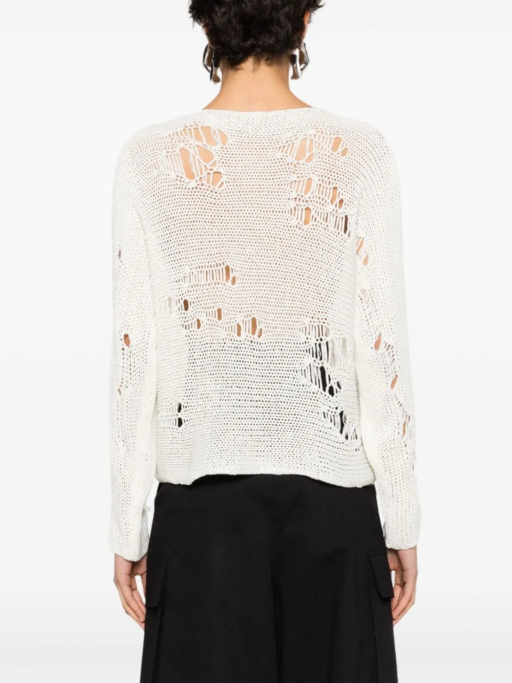 Maglione Boyfriend con effetto vissuto in bianco - donna