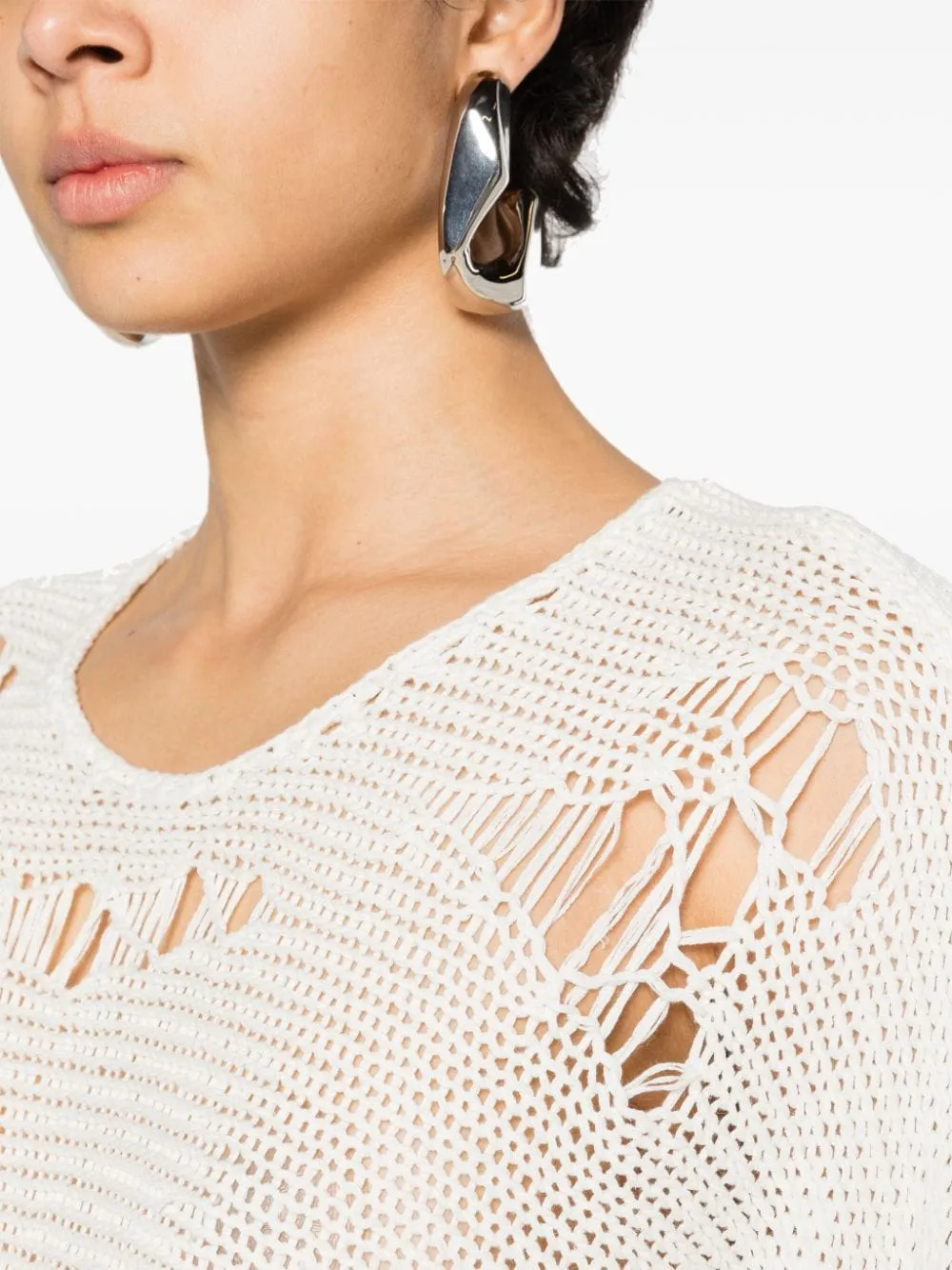 Maglione Boyfriend con effetto vissuto in bianco - donna
