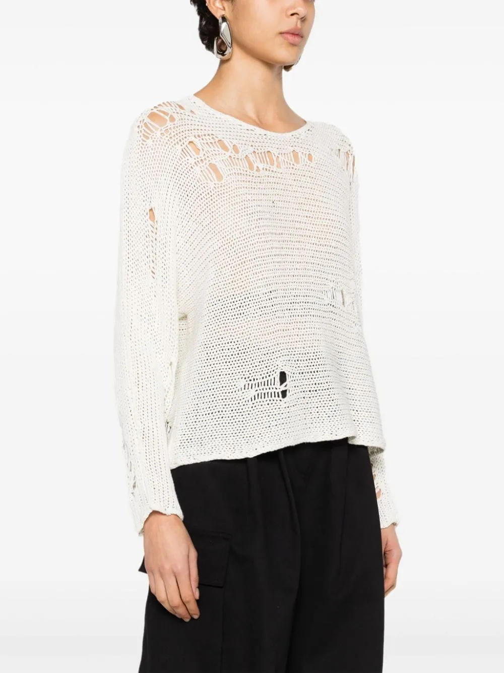 Maglione Boyfriend con effetto vissuto in bianco - donna