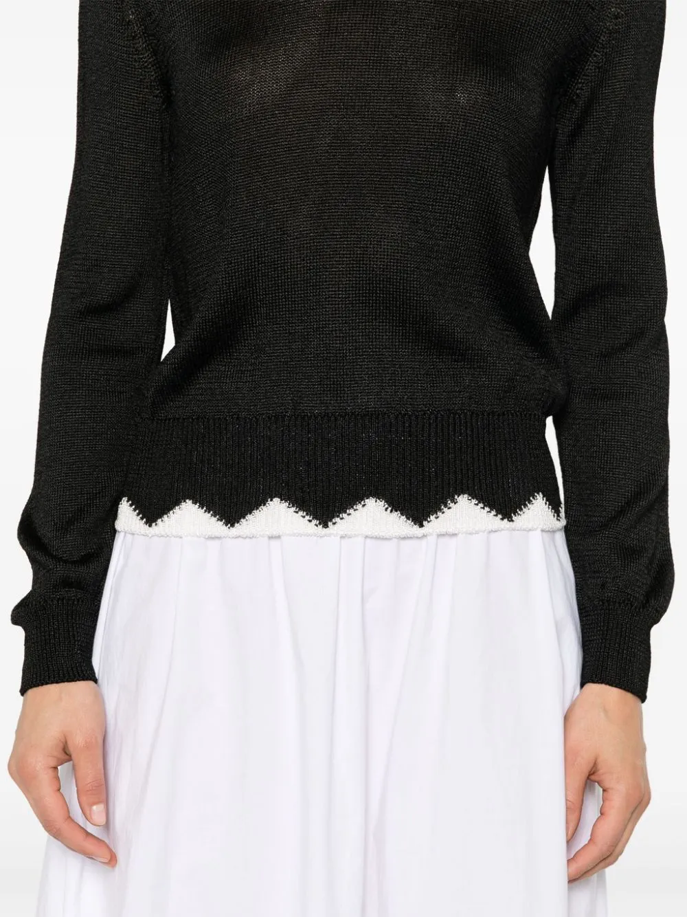 Maglione con dettagli a contrasto in nero - donna