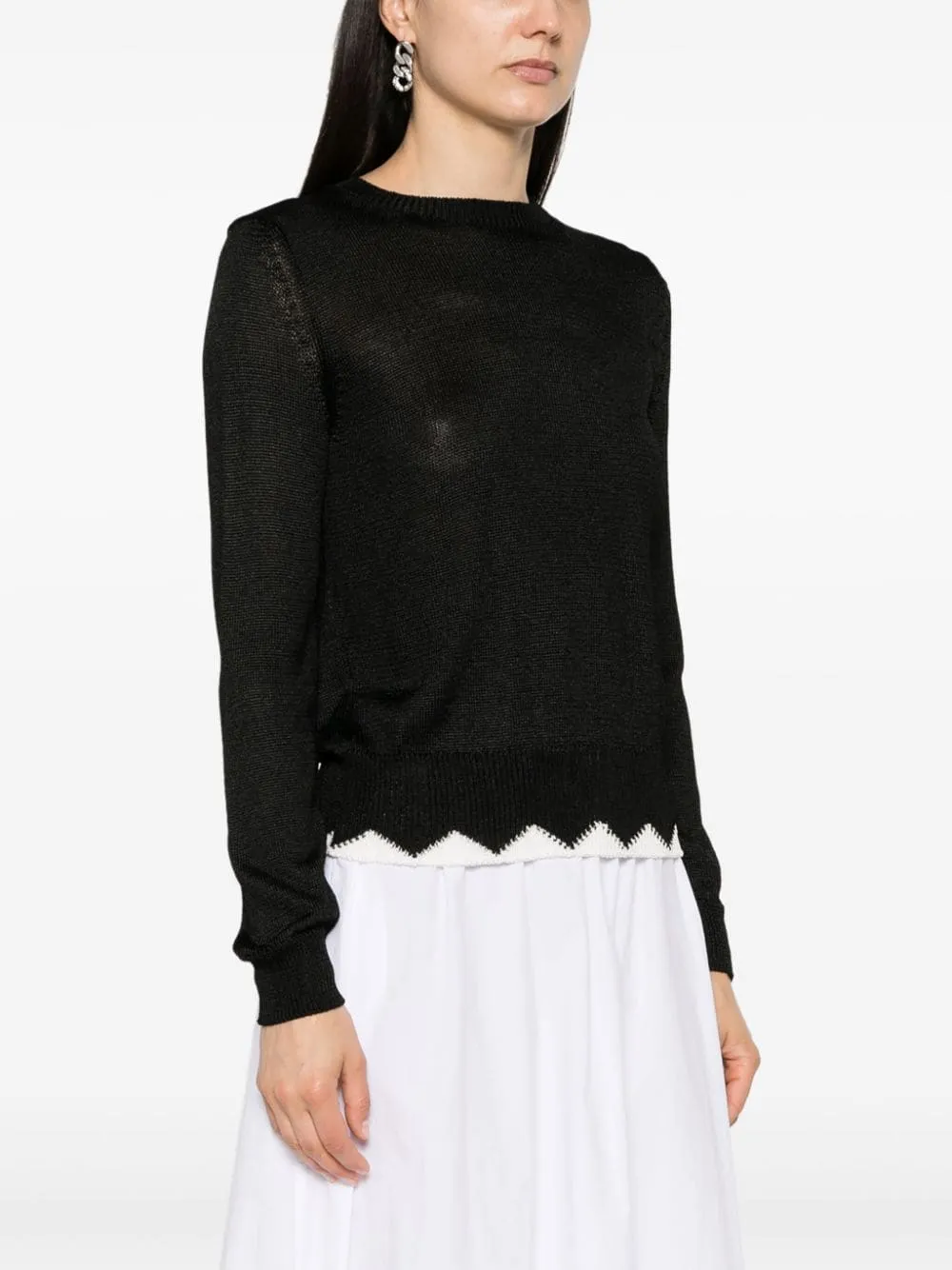 Maglione con dettagli a contrasto in nero - donna