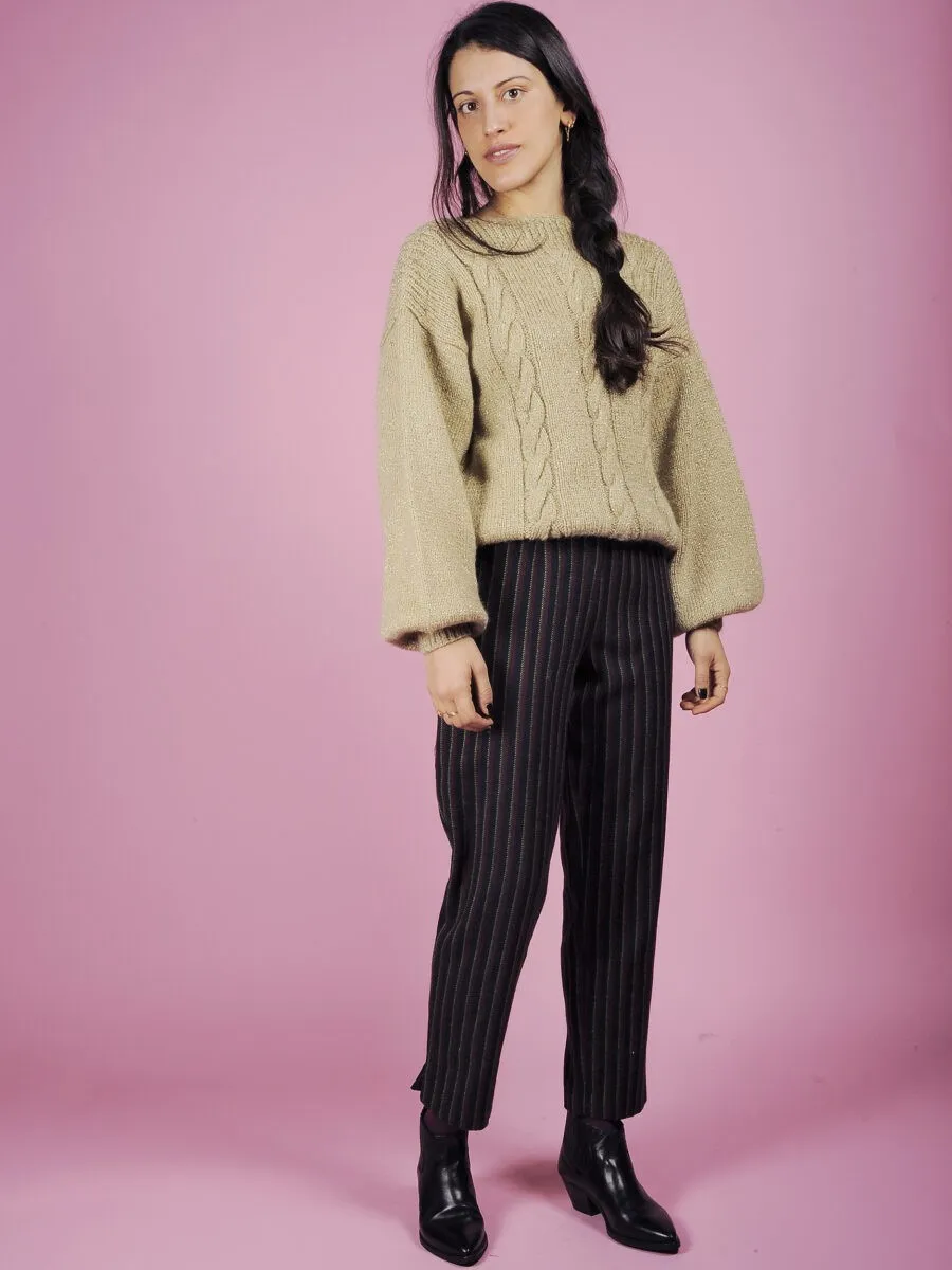 Maglione fatto a mano sabbia e lurex oro