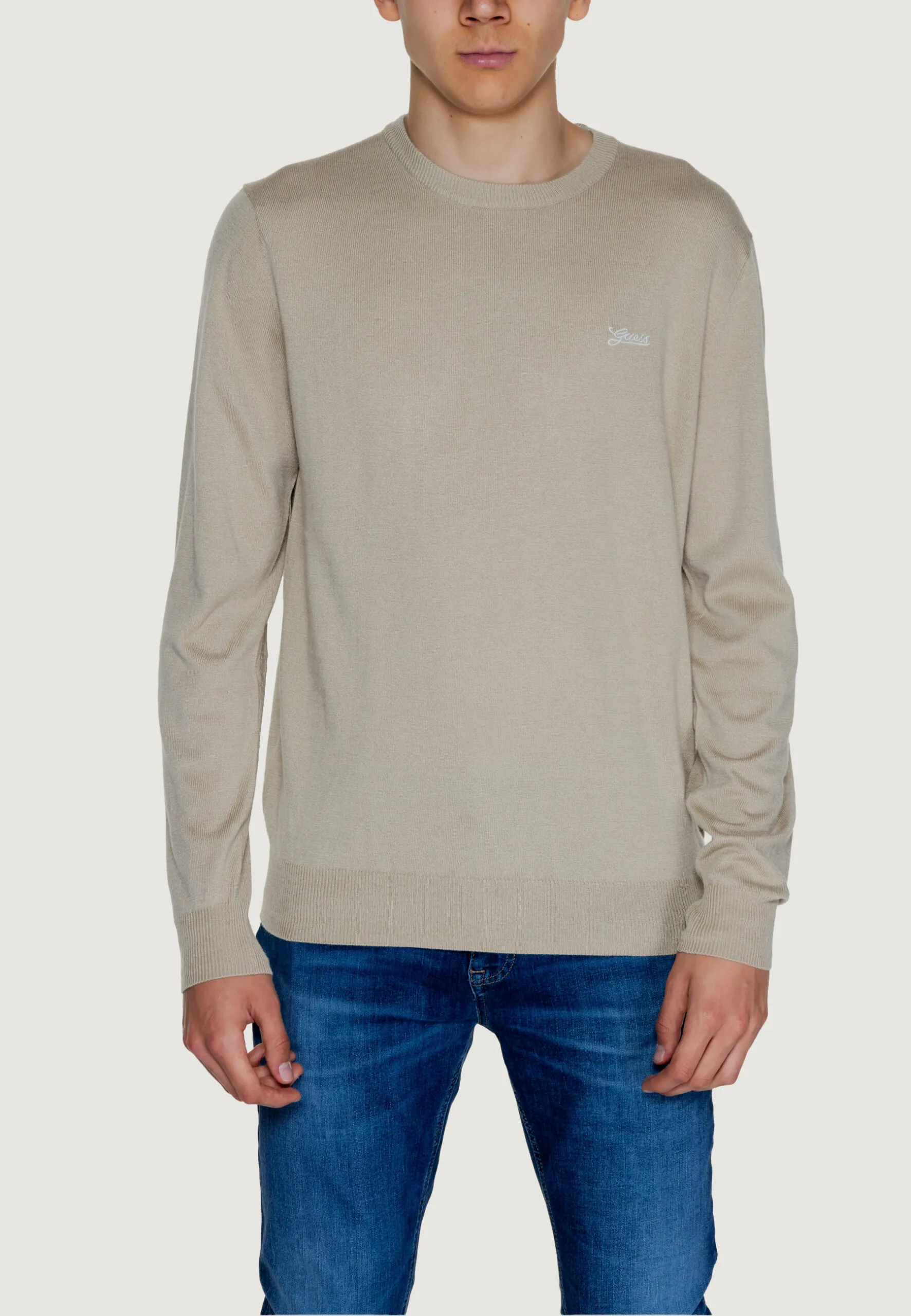 Maglione Guess DANIEL CN LS BASIC Beige chiaro