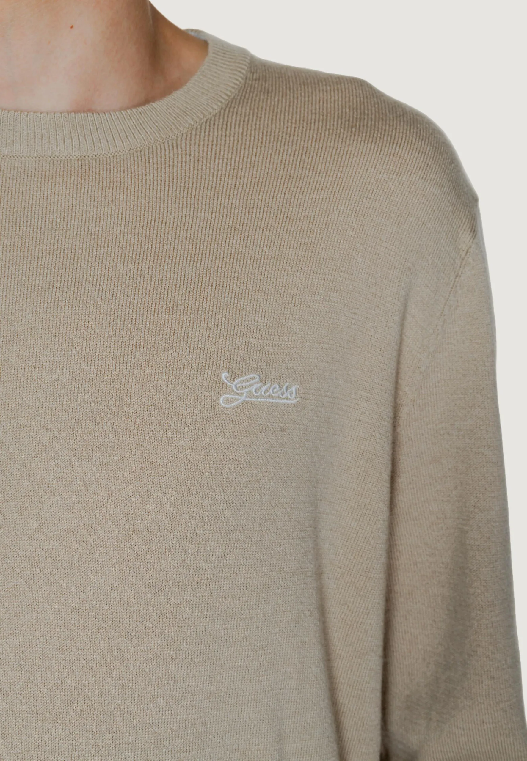 Maglione Guess DANIEL CN LS BASIC Beige chiaro