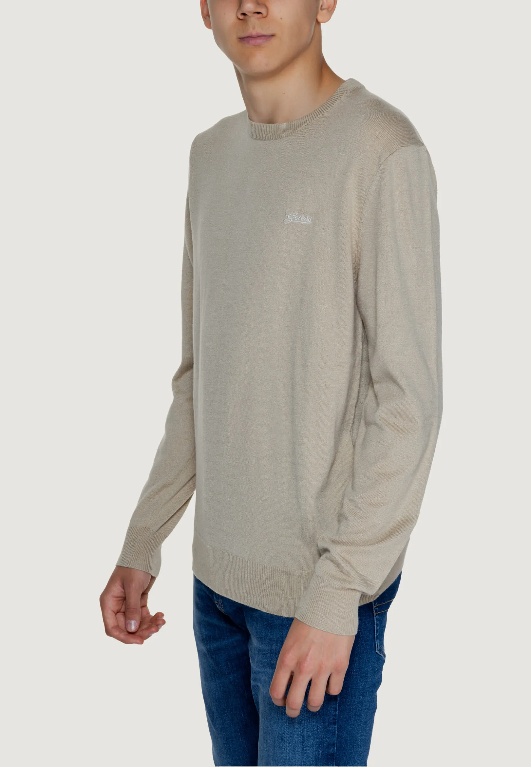 Maglione Guess DANIEL CN LS BASIC Beige chiaro