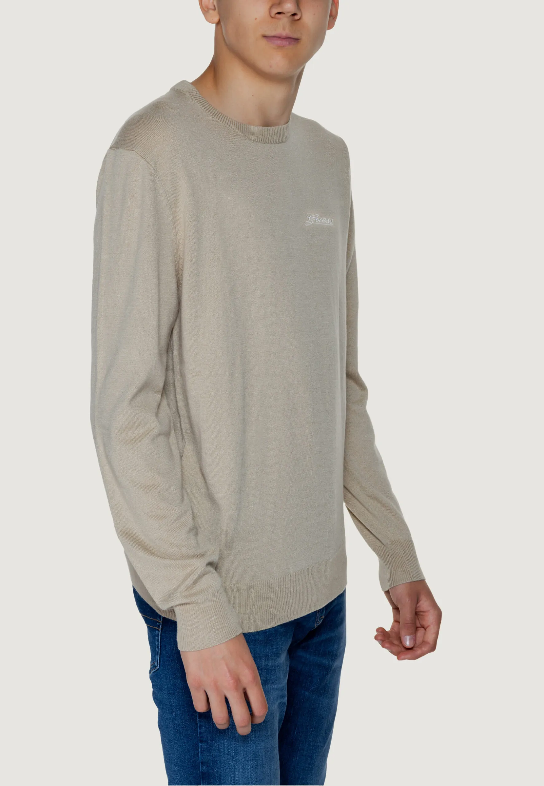 Maglione Guess DANIEL CN LS BASIC Beige chiaro