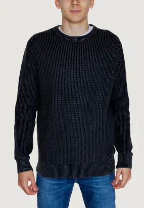 Maglione Guess DELMAR CN LS WASHED RIBBED Nero