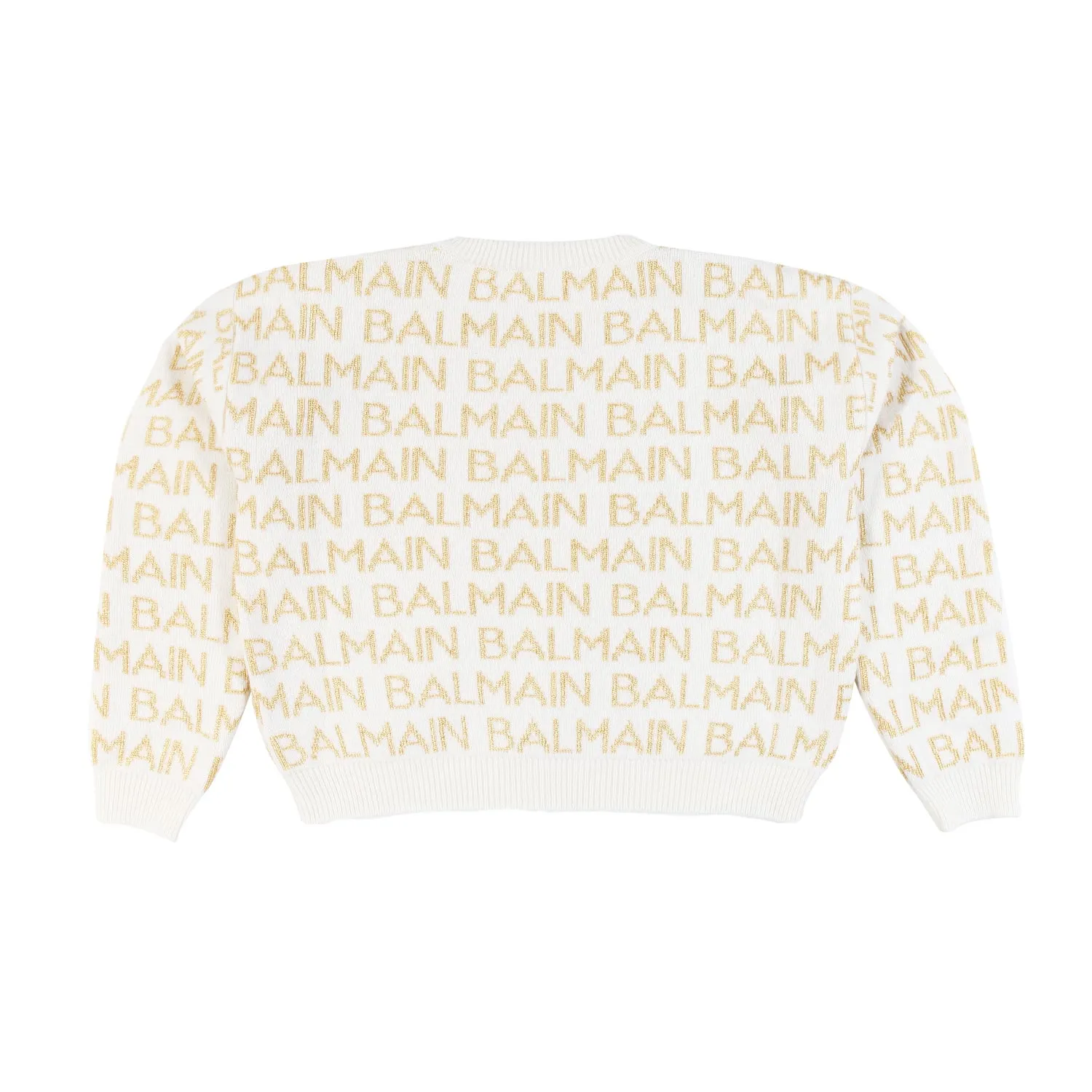 Maglione Lana Panna Loghi Oro Bambina E Teenager