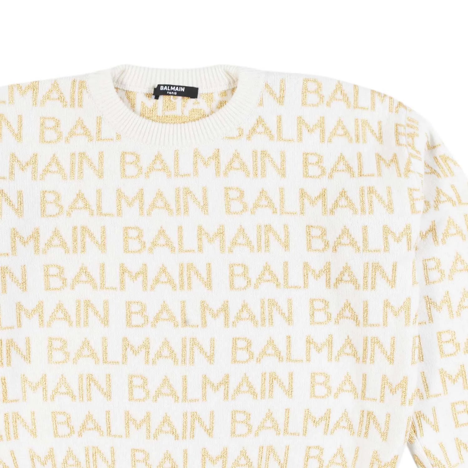 Maglione Lana Panna Loghi Oro Bambina E Teenager