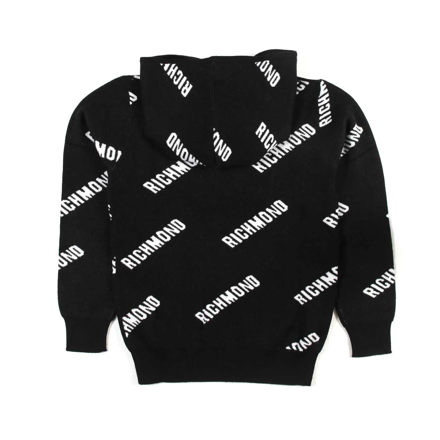 Maglione Unisex Nero Con Cappuccio E Loghi Bianchi