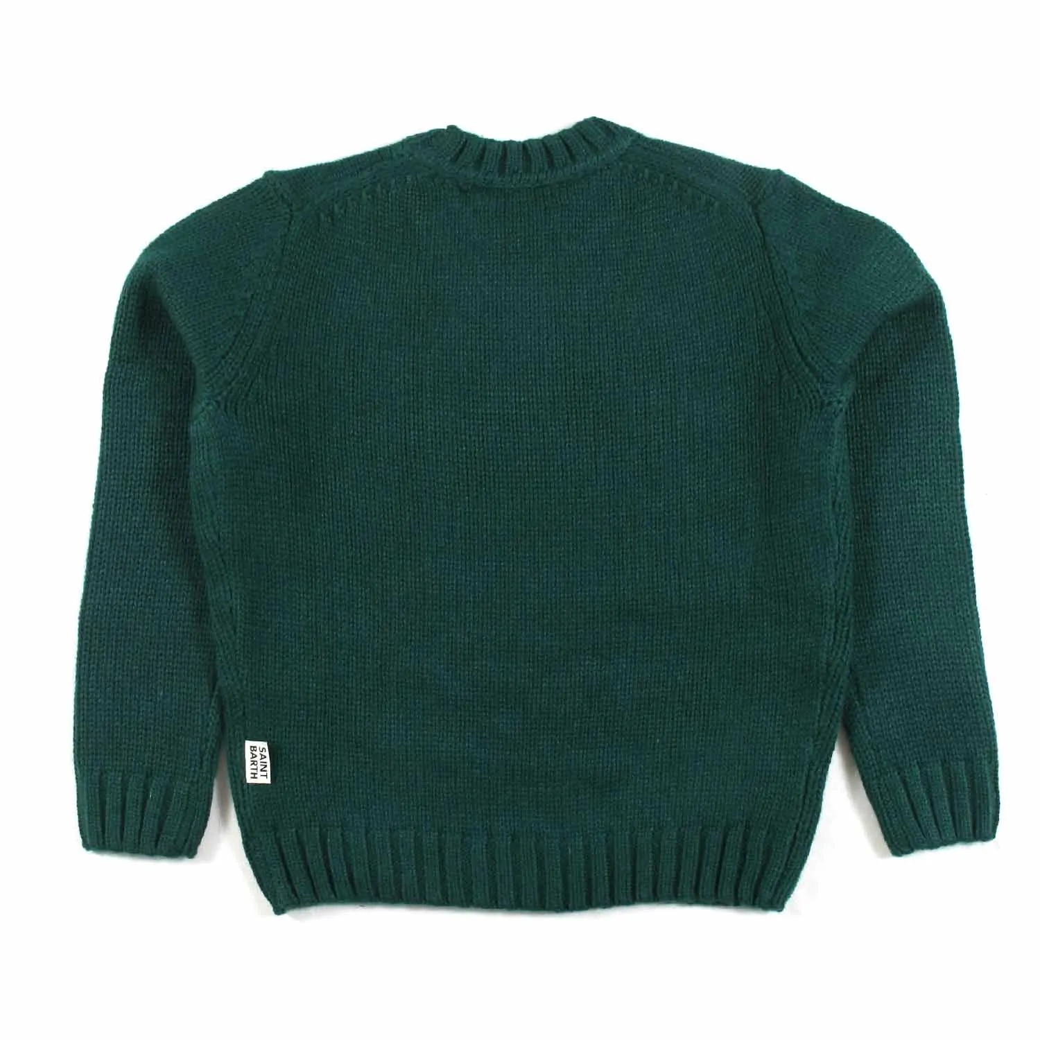 Maglione Verde Con Orsi Jacquard Bambino E Teen