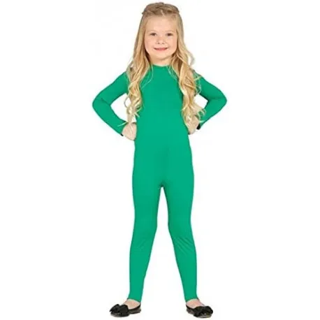 MAILLOT BODYSUYT BABY 3/5 ANNI TUTA SPANDEX VERDE SOTTOVESTITO ELASTICO PER TRAVESTIMENTI DI CARNEVALE E HALLOWEEN