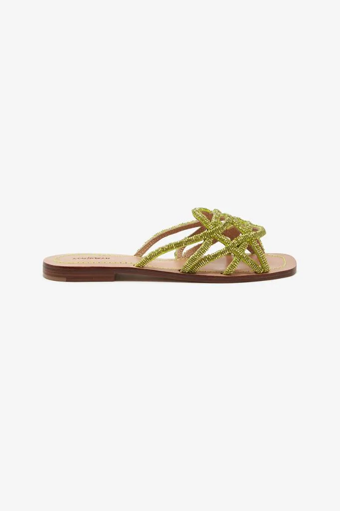 Malìparmi  ---------    ------------ scarpe sandalo capri-cuts & beads verde