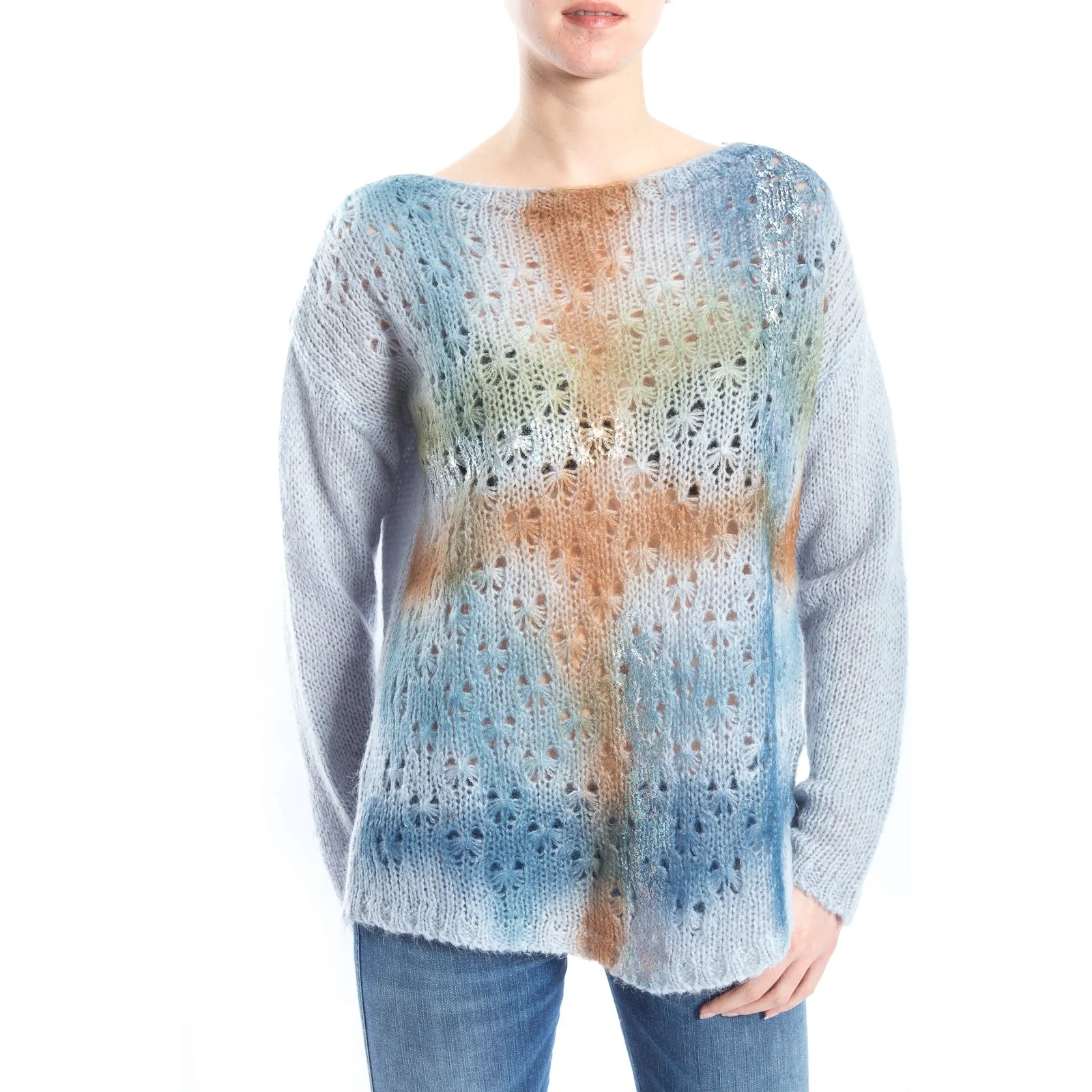 MARYLEY Maglia traforata FANTASY BLU Art. 5IB89E