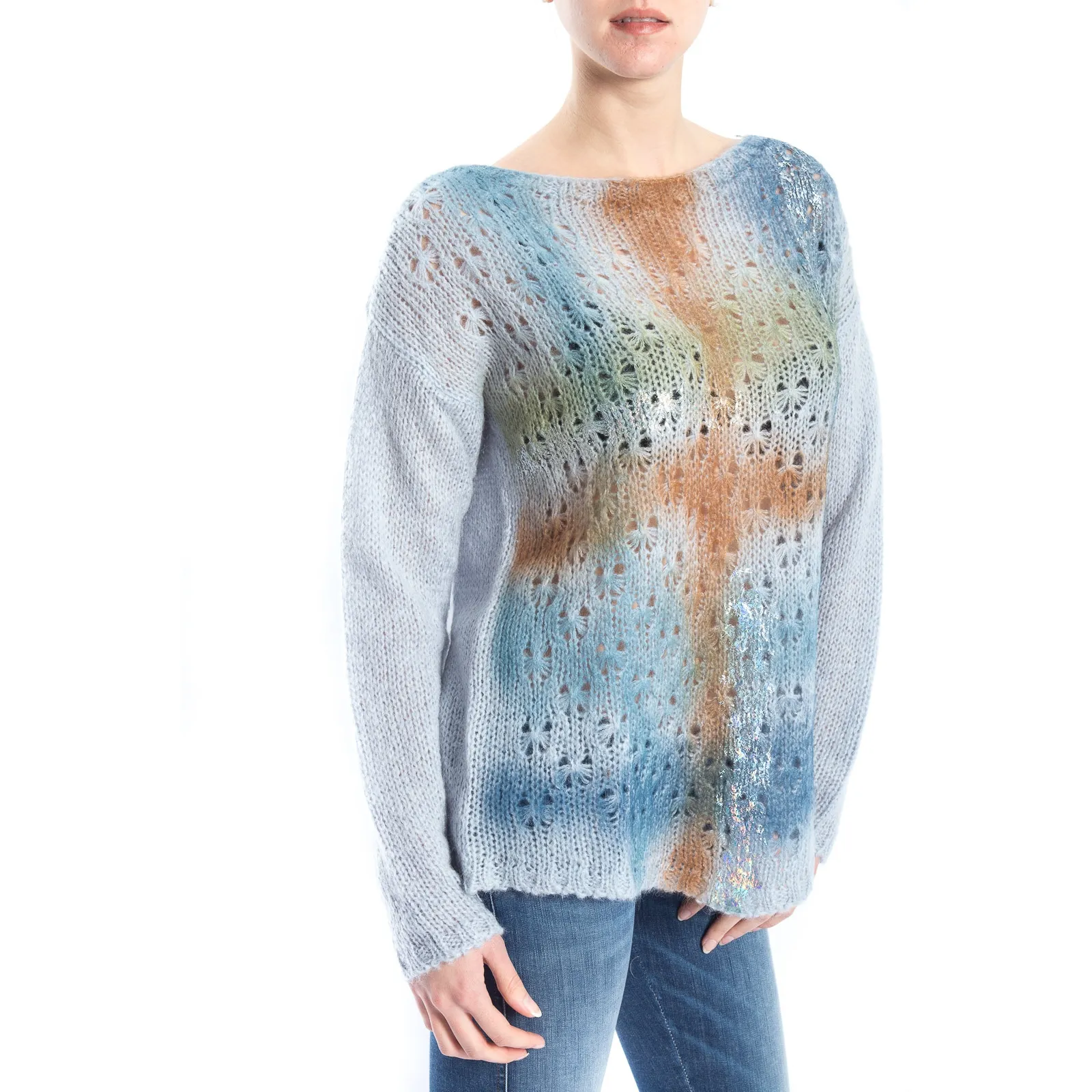 MARYLEY Maglia traforata FANTASY BLU Art. 5IB89E