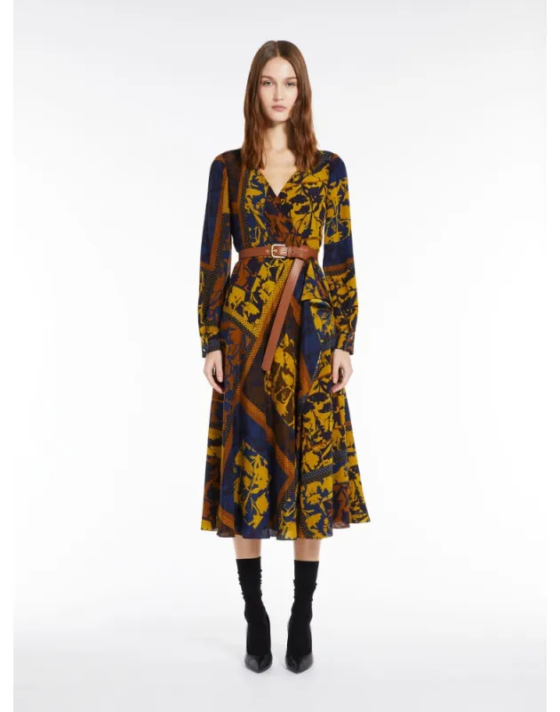 MAX MARA - Abito in seta con gonna a foulard
