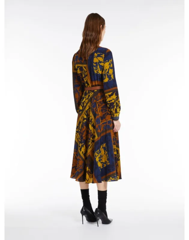 MAX MARA - Abito in seta con gonna a foulard