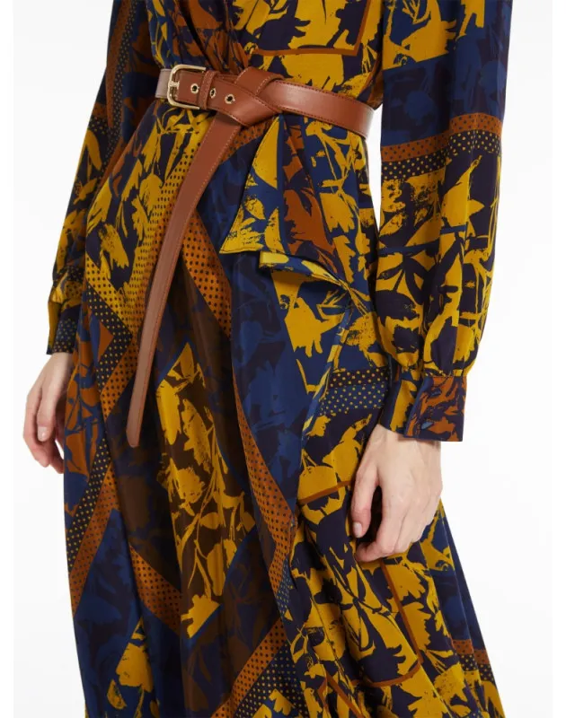 MAX MARA - Abito in seta con gonna a foulard