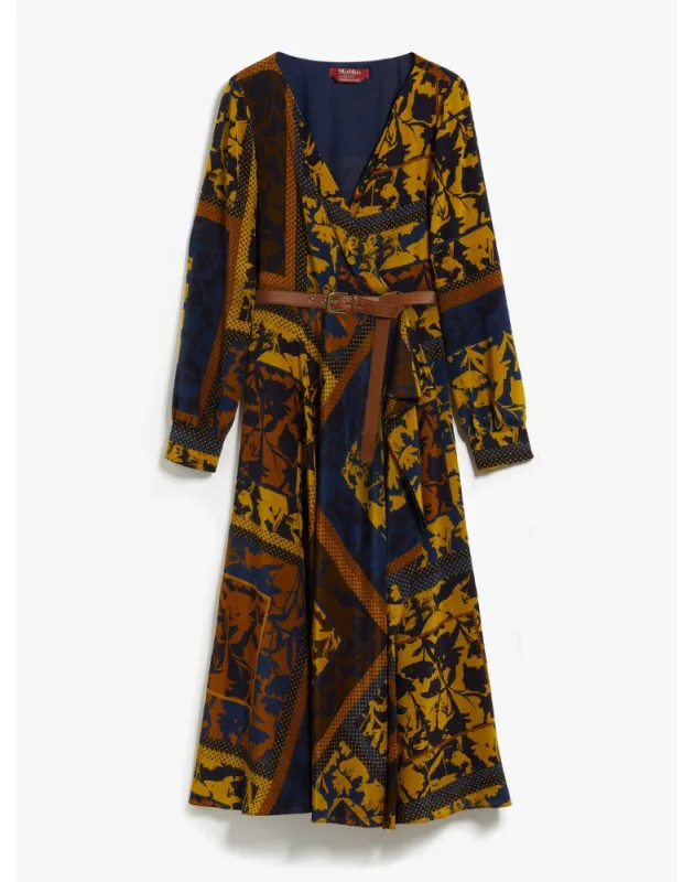 MAX MARA - Abito in seta con gonna a foulard