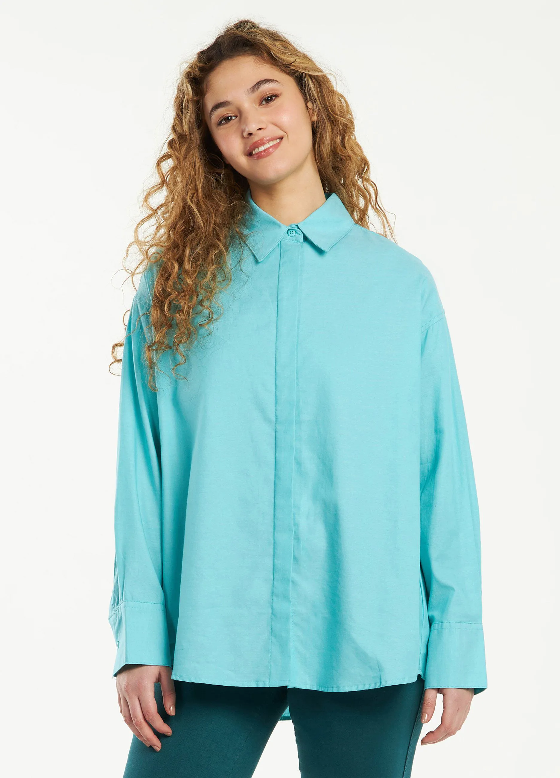 Maxi camicia in puro cotone oxford donna