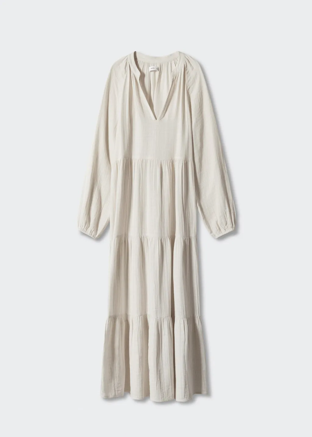 Maxi vestito cotone collo a V