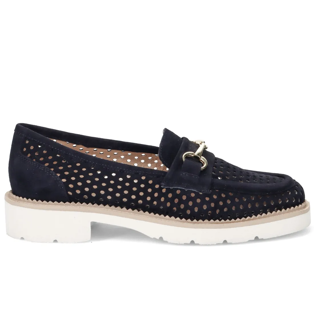 Mocassino da donna Luca Grossi in camoscio forato blu