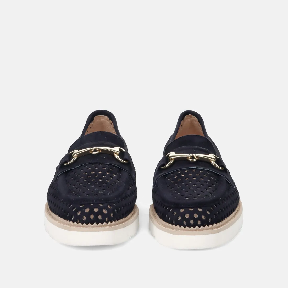 Mocassino da donna Luca Grossi in camoscio forato blu