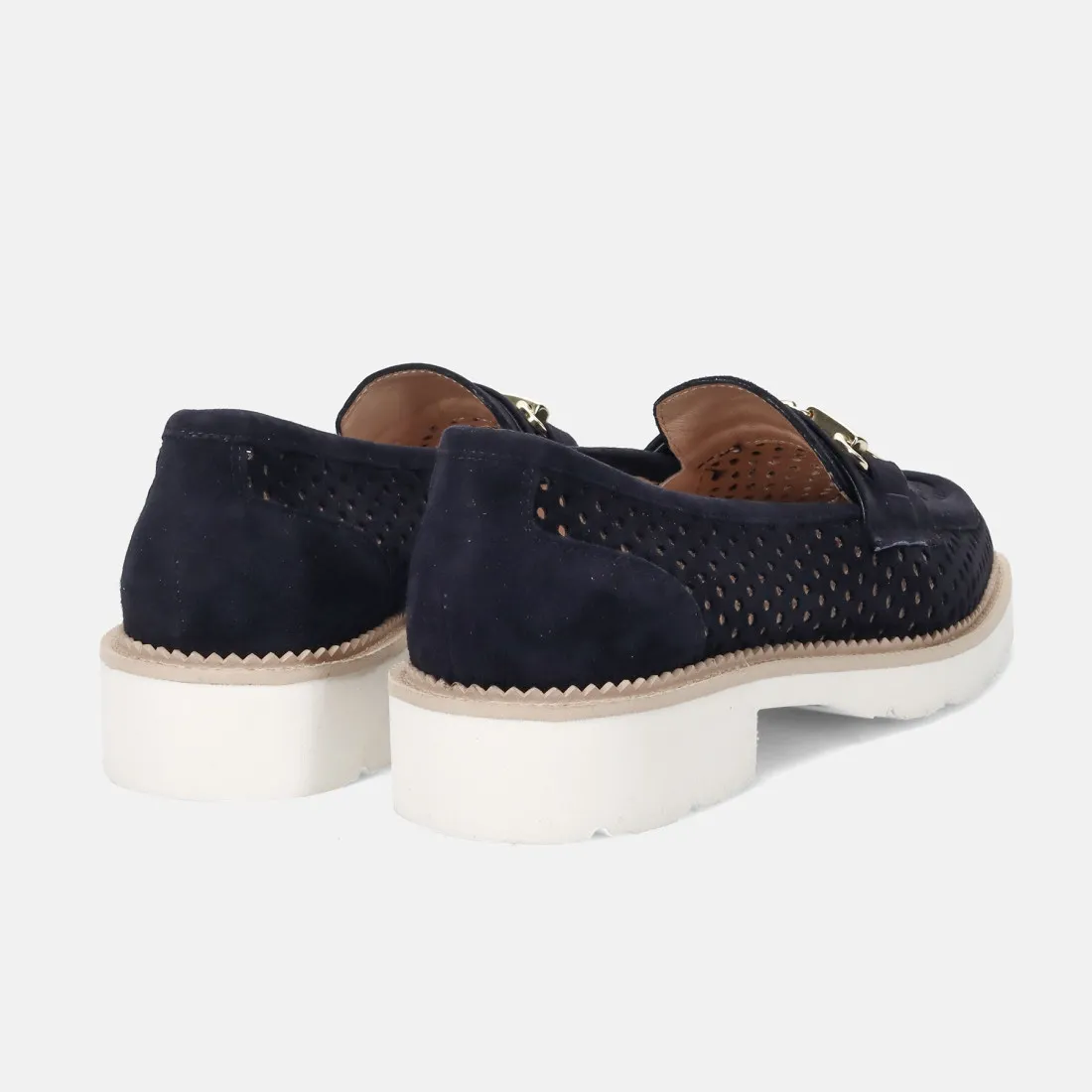 Mocassino da donna Luca Grossi in camoscio forato blu