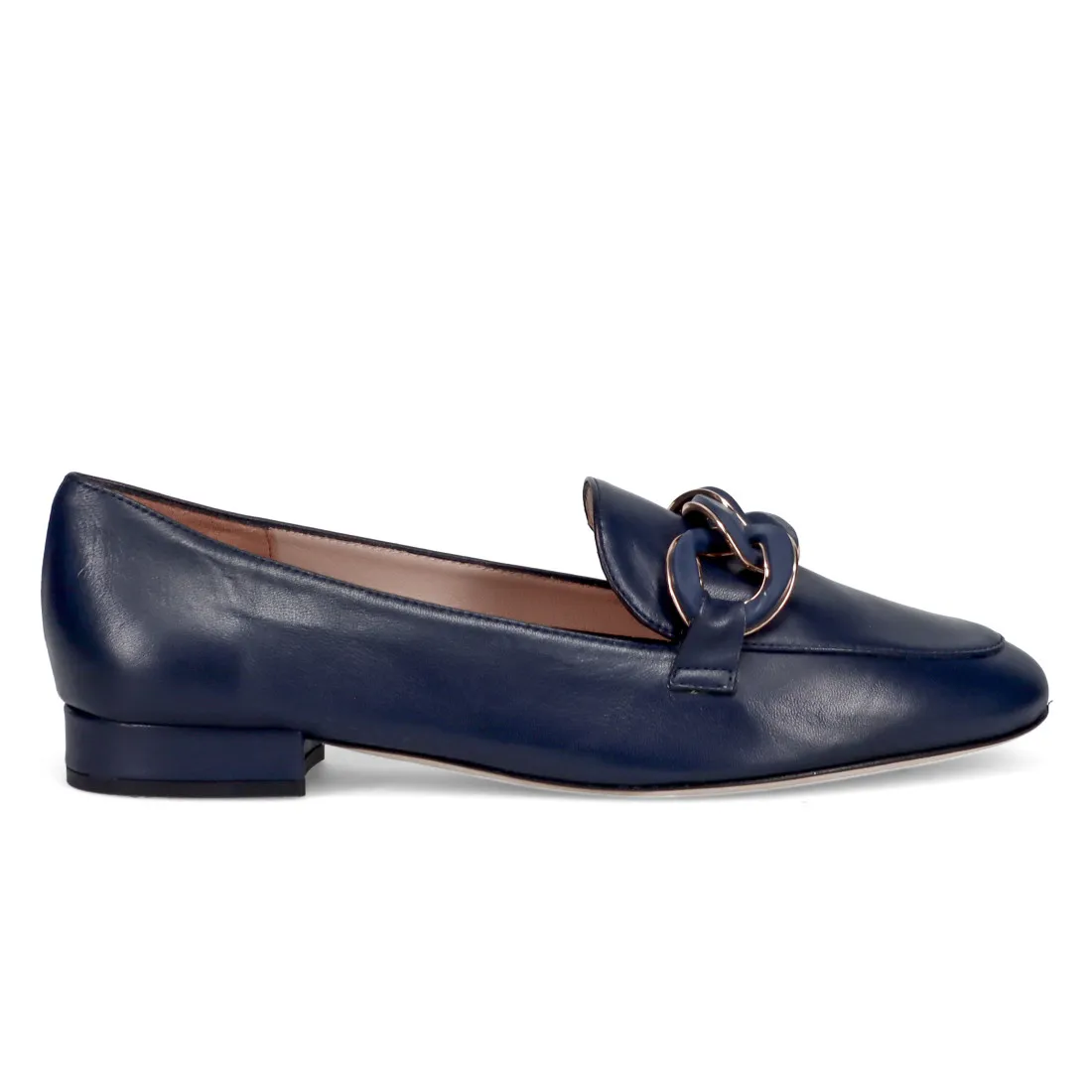 Mocassino da donna Status in pelle blu con accessorio