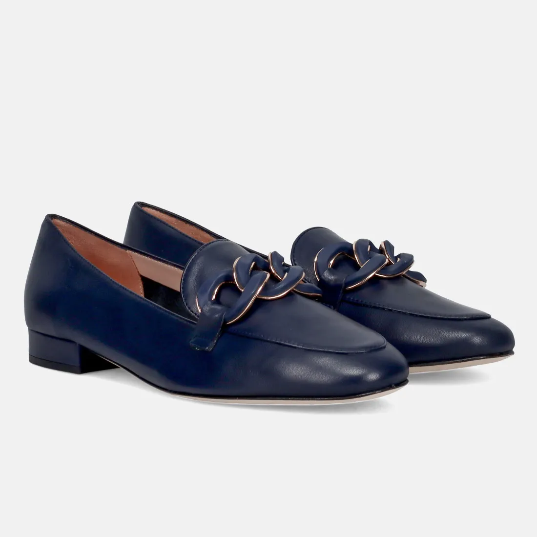 Mocassino da donna Status in pelle blu con accessorio