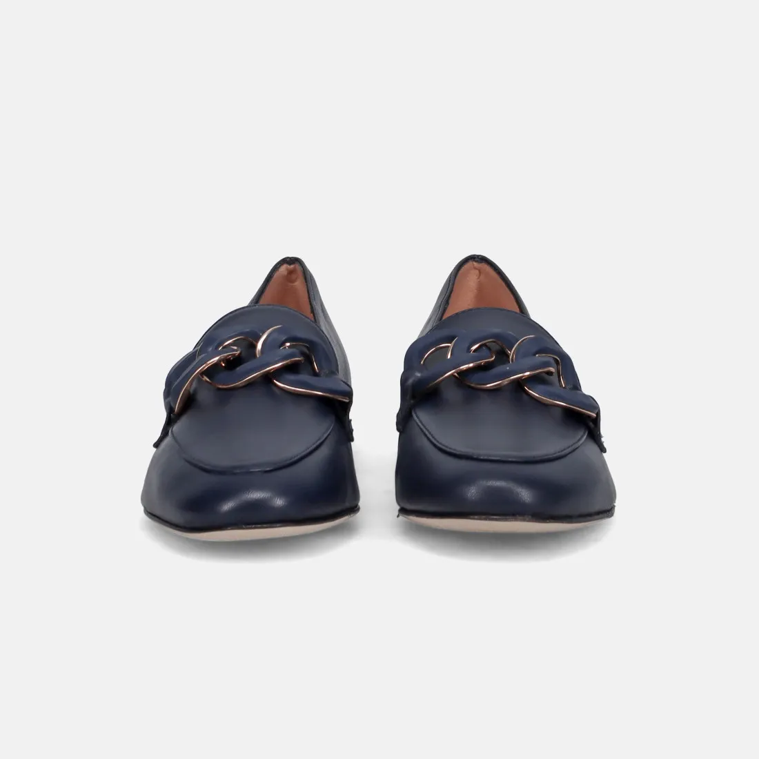 Mocassino da donna Status in pelle blu con accessorio