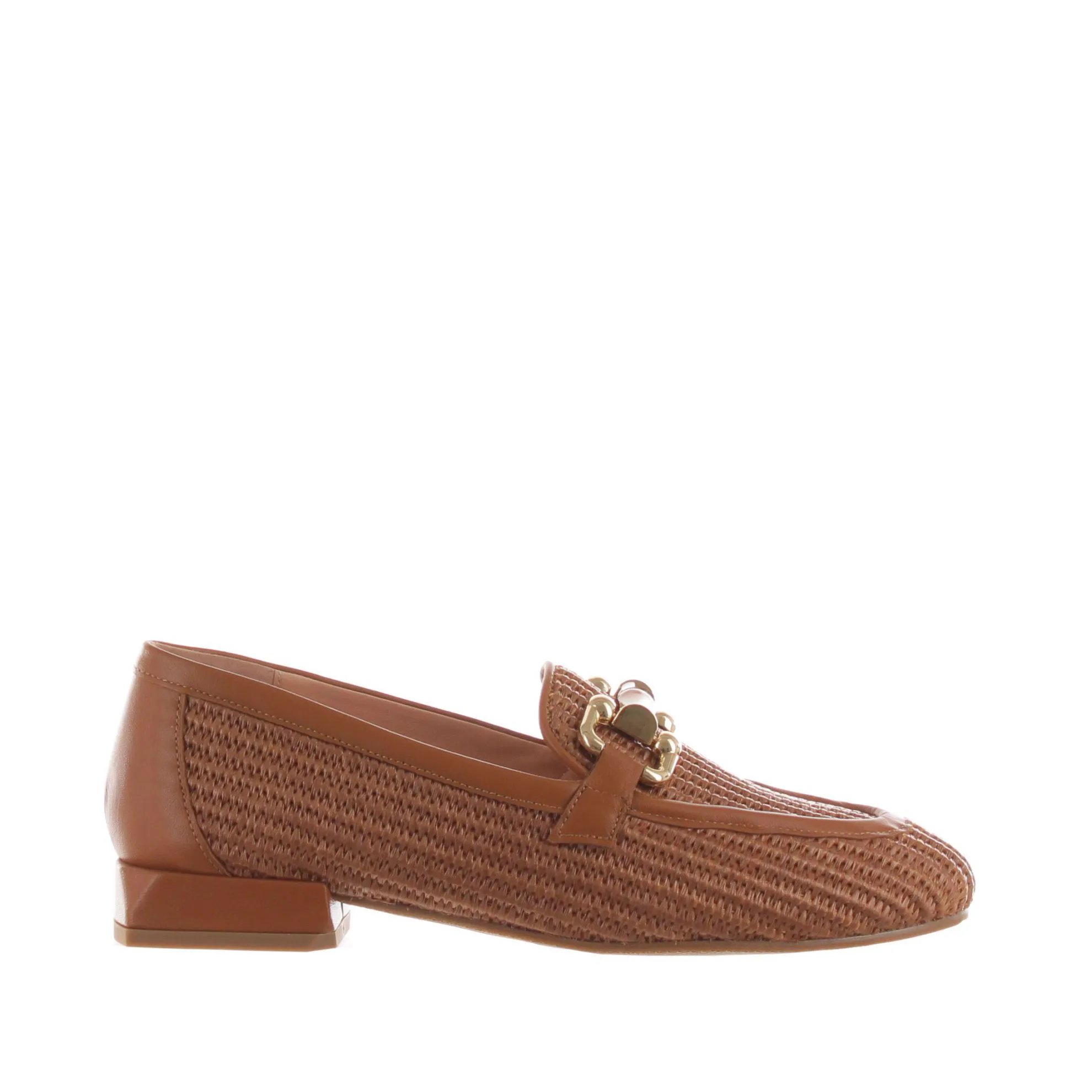 Mocassino in raffia e pelle