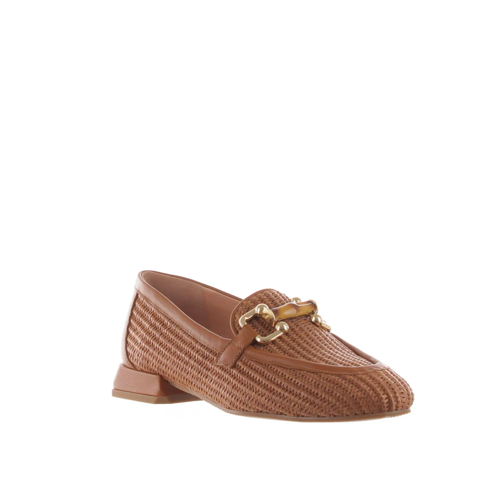 Mocassino in raffia e pelle