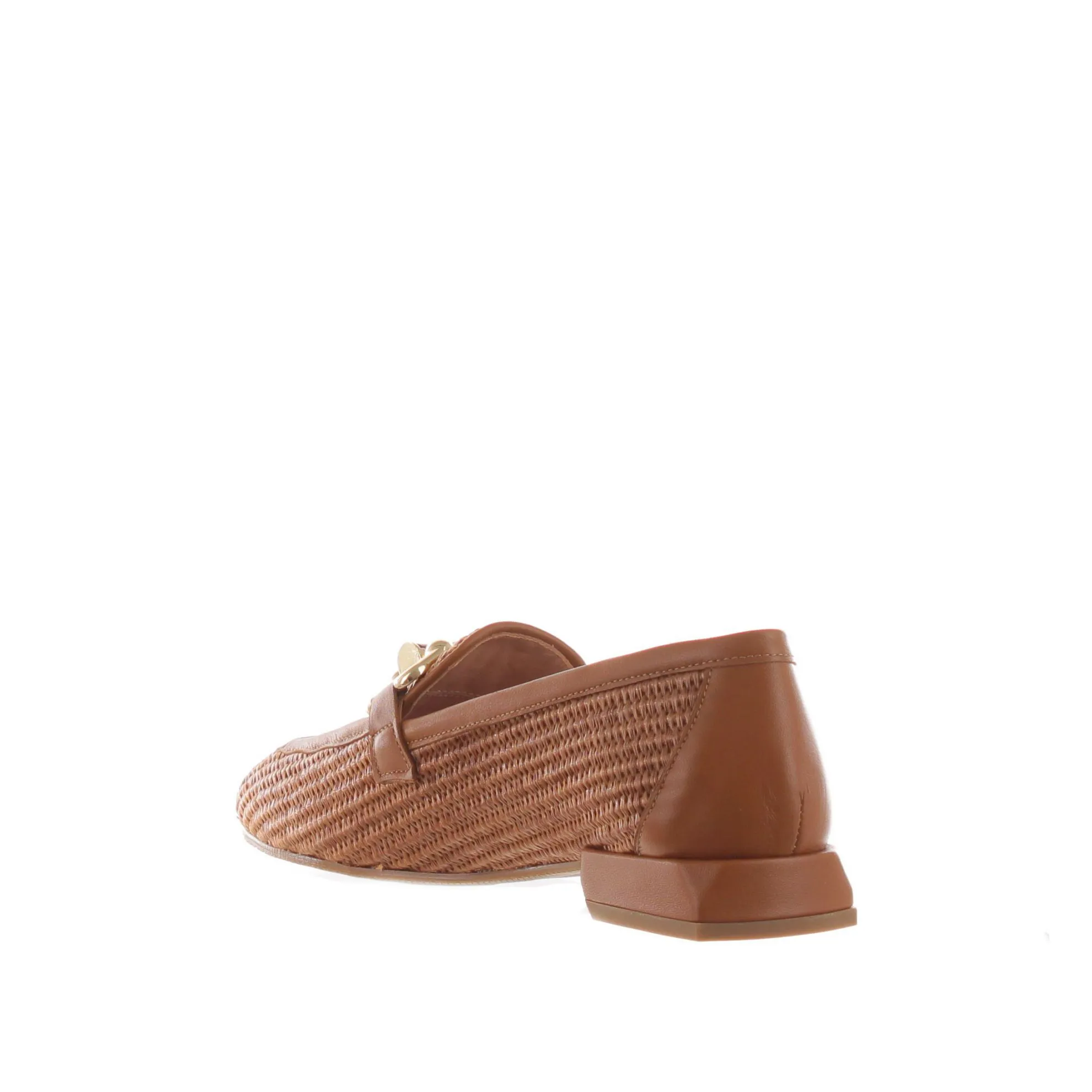 Mocassino in raffia e pelle
