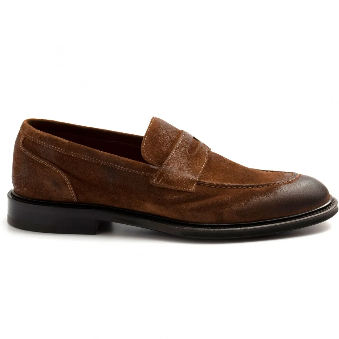 Mocassino John White marrone in camoscio sfoderato