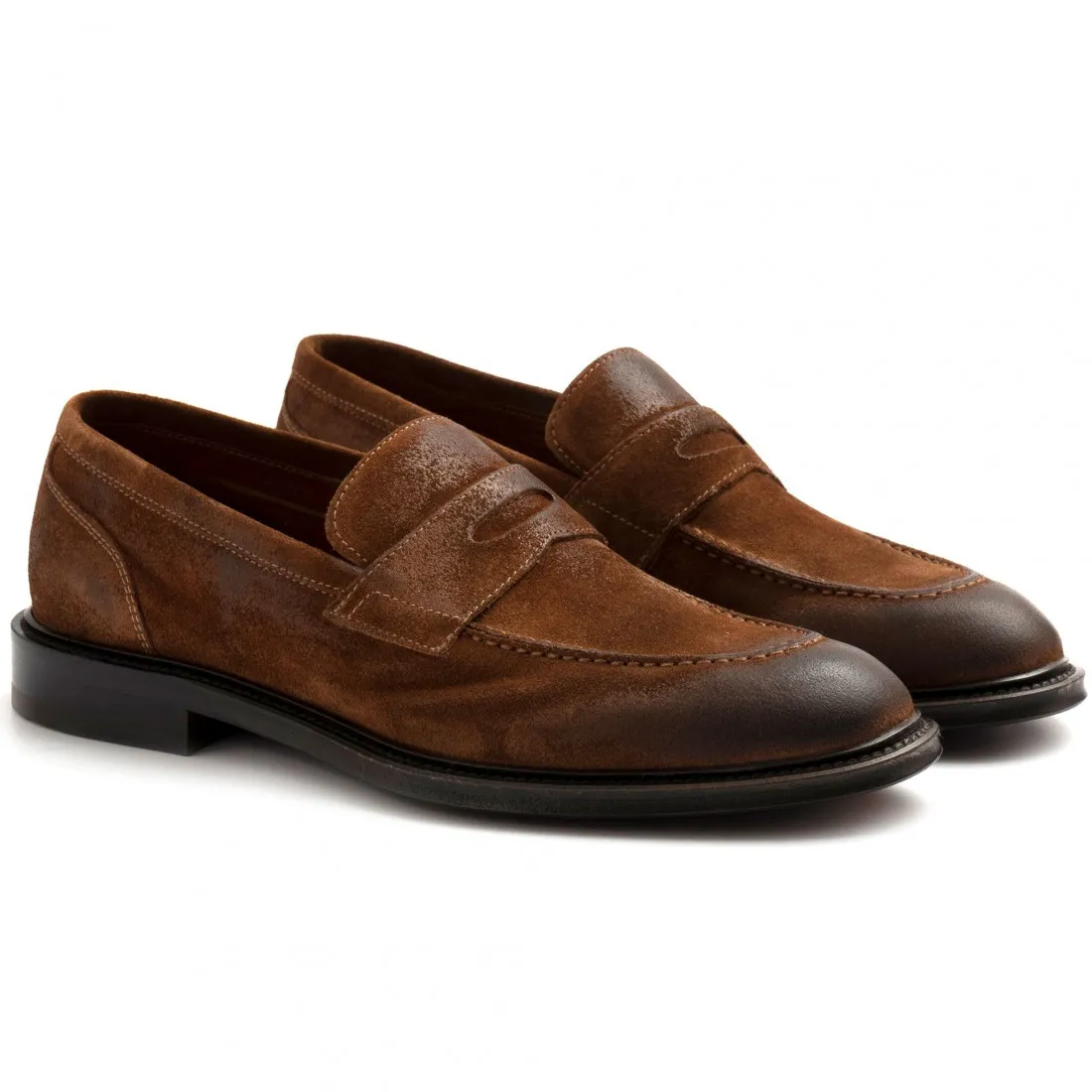 Mocassino John White marrone in camoscio sfoderato